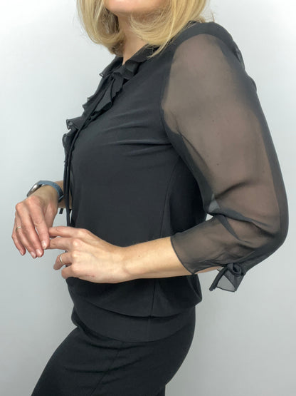 Nora ruffle top black
