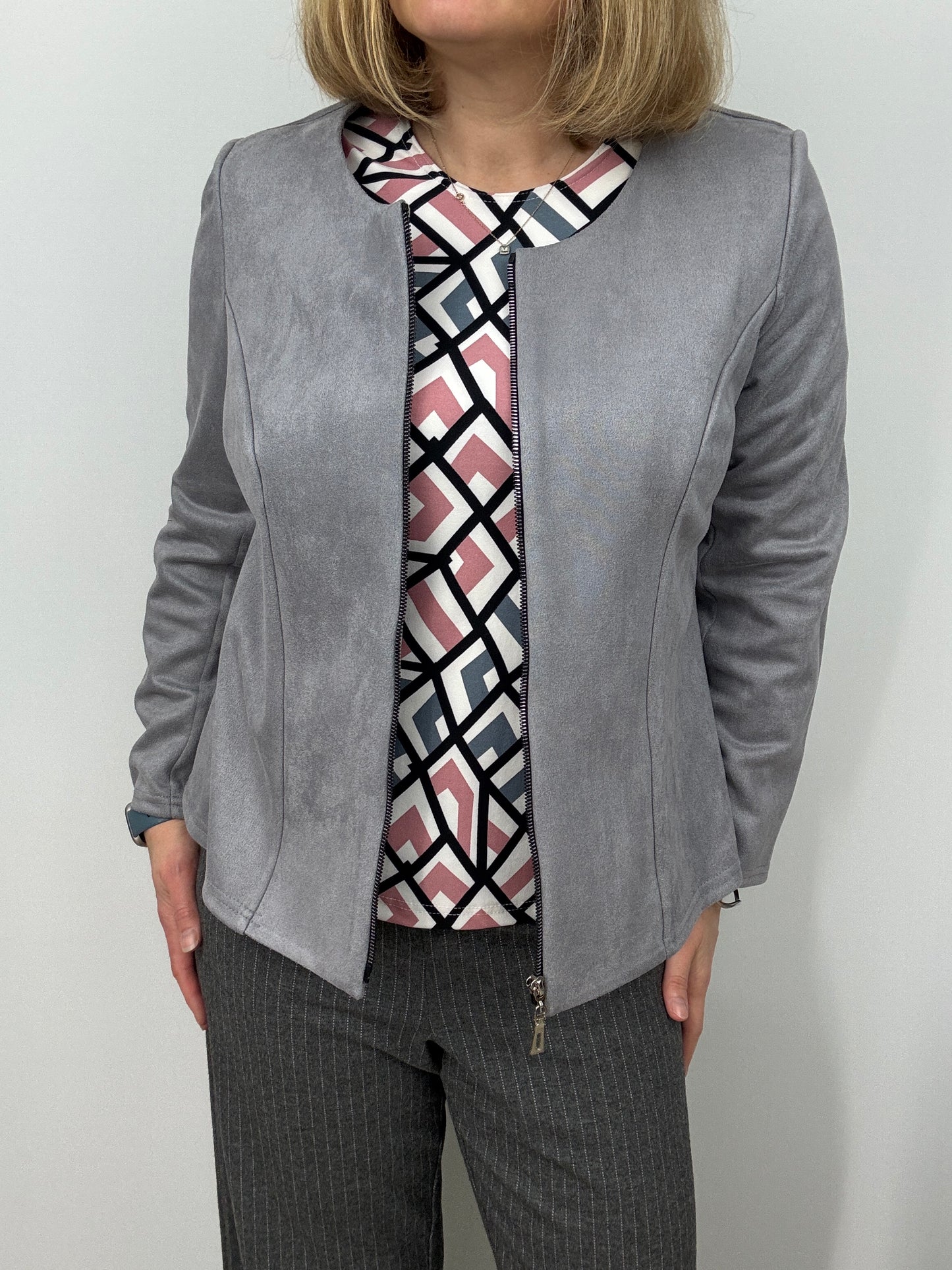 Silver Grey Suedette jacket