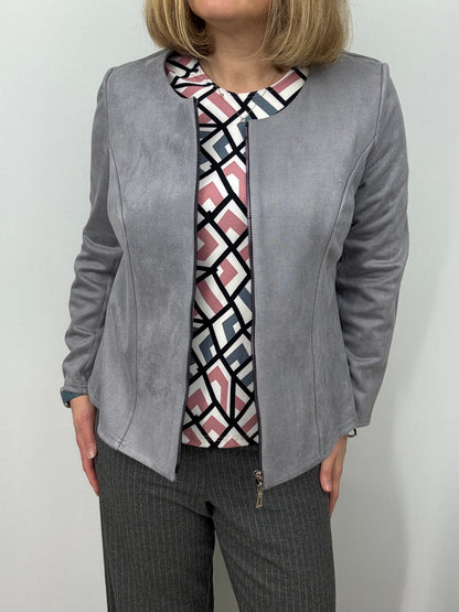 Silver Grey Suedette jacket