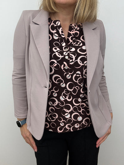 Mink pink fabric jacket with lapel collar