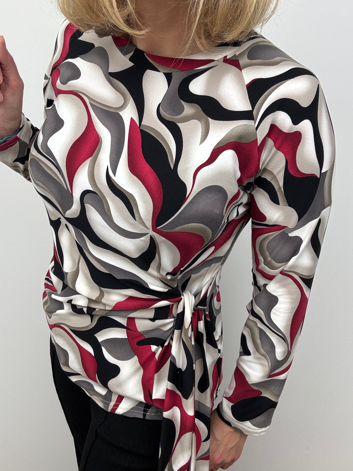 SUZANNE peachy feel long sleeve wrap-style top