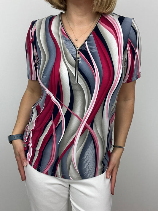 ALEXANDRA short sleeve zip top