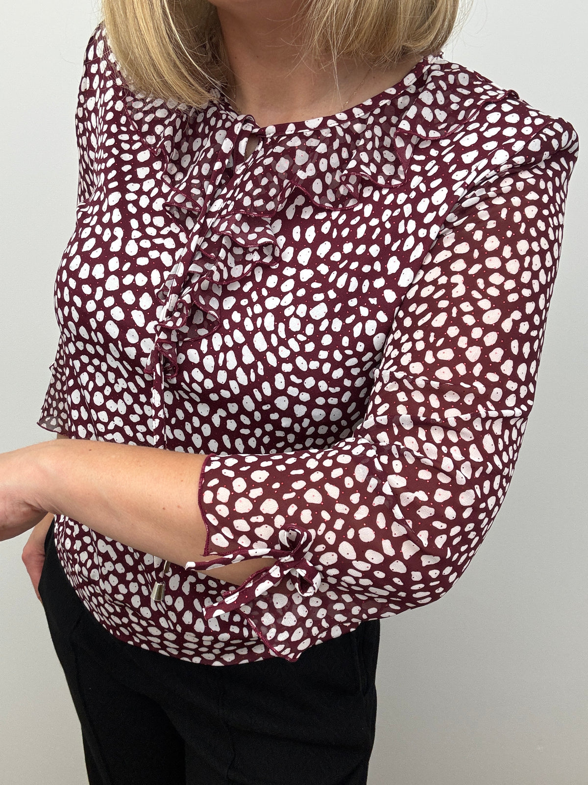 LAYLA burgundy ruffle top