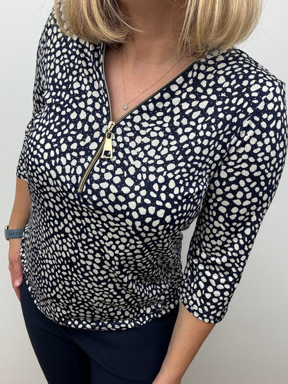 KIMBERLEY plum 3/4 sleeve zip top