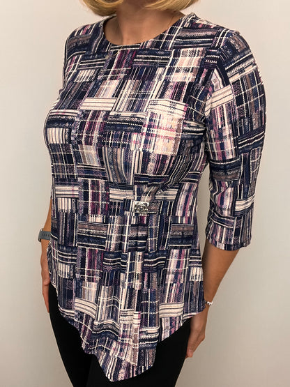 VIOLA round neck top with dipped hem