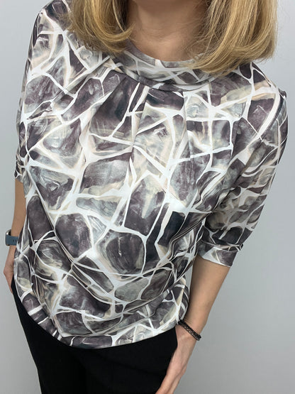 GERALDINE high neck top with gently elasticated hem