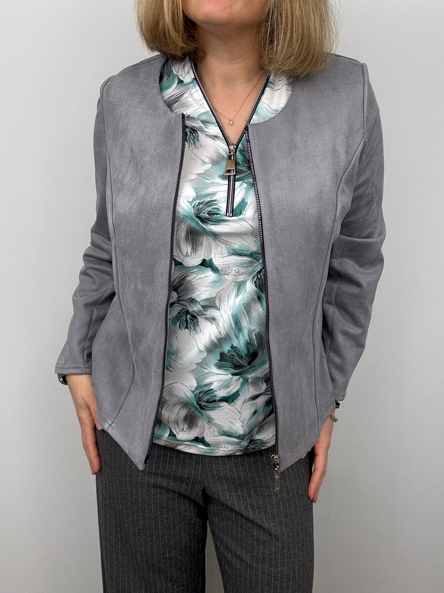 Silver Grey Suedette jacket