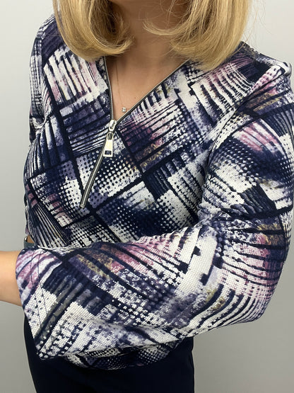 COLETTE fine knit zip top