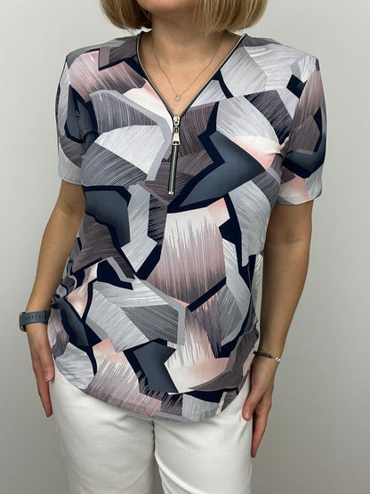 BECKY short sleeve zip top