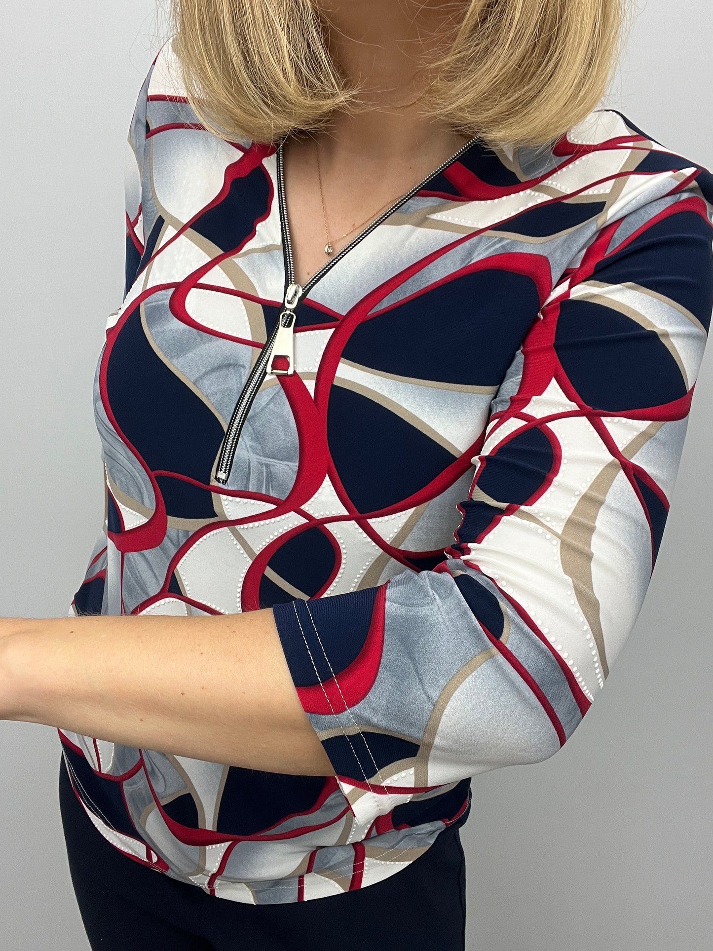 PATRICIA 3/4 sleeve zip top