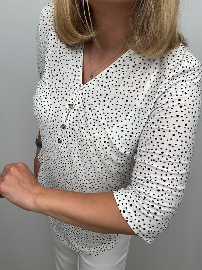 PAULA button-detail V-neck top