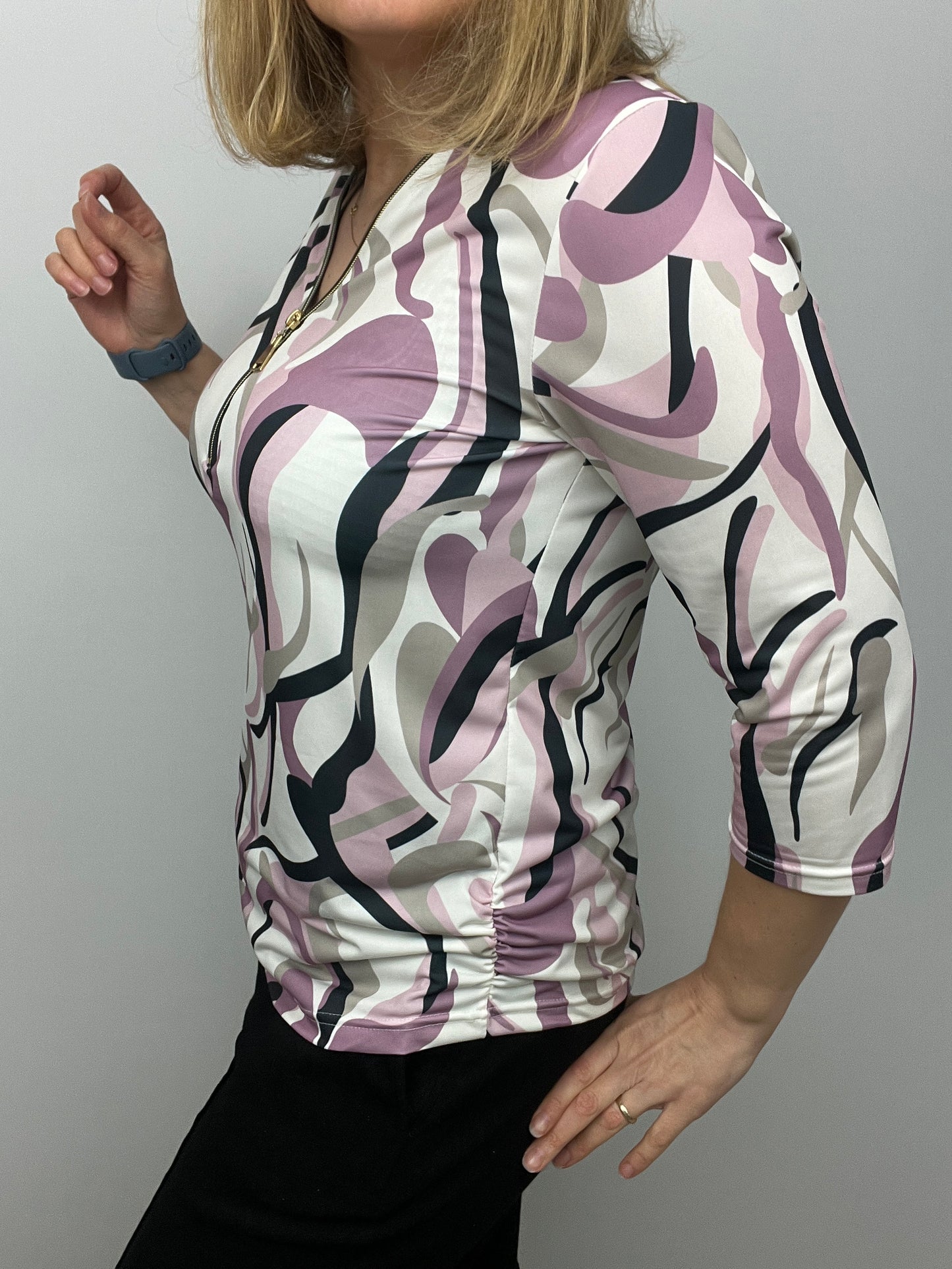 SUE 3/4 sleeve zip top