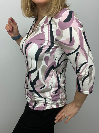 SUE 3/4 sleeve zip top