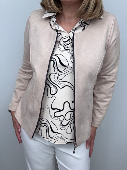 HAZEL top with collar and V-neckline