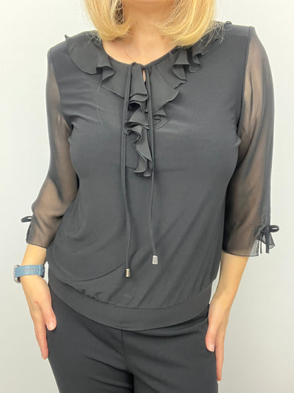 Nora ruffle top black