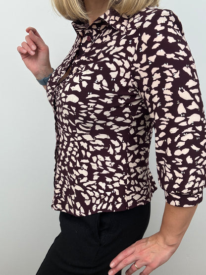 CHELSEA burgundy button down blouse