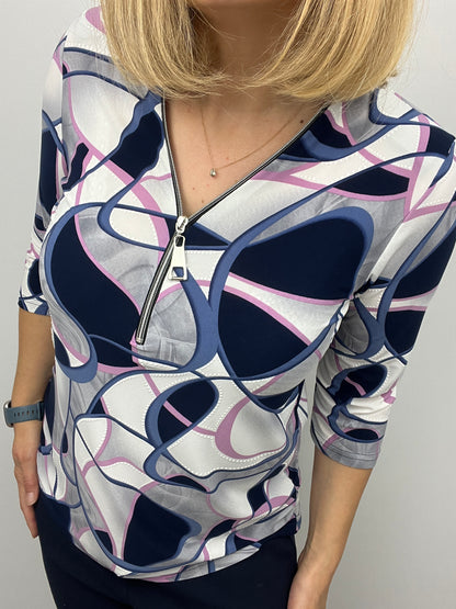 CLAIRE 3/4 sleeve zip top