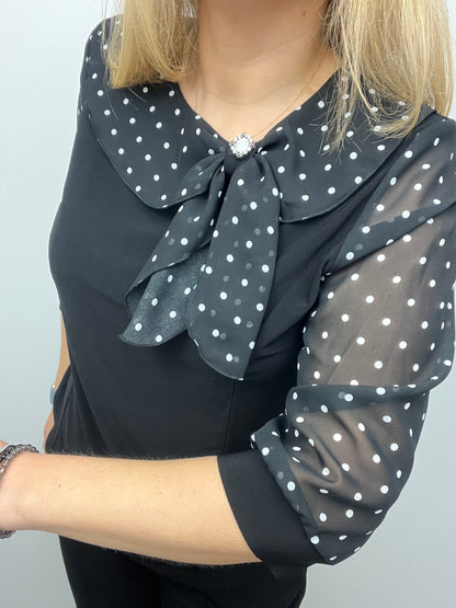 DOREEN top with bow detail at neckline