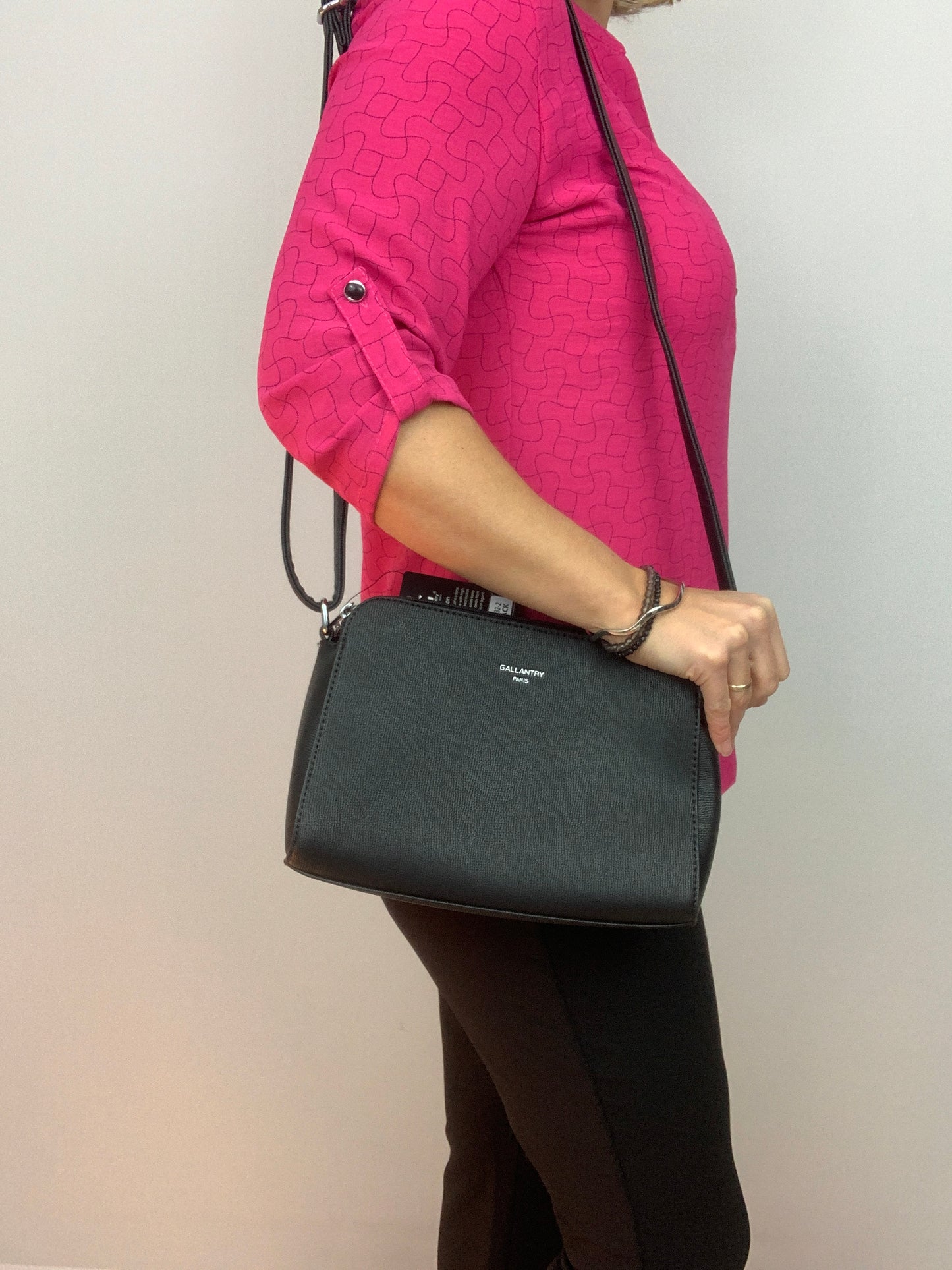 NEW JERSEY BLACK - faux leather middle size crossbody bag
