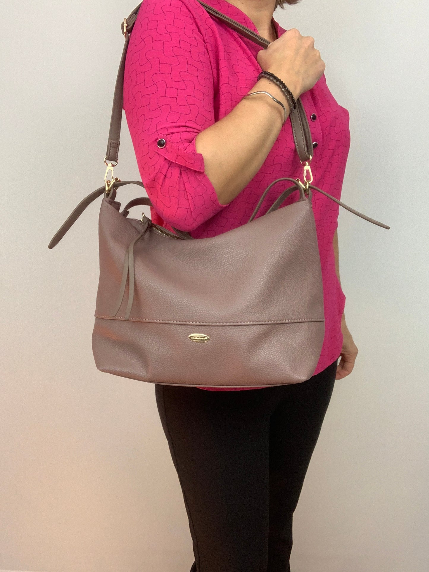 BARCELONA DEEP PINK - Soft faux leather shoulder bag large