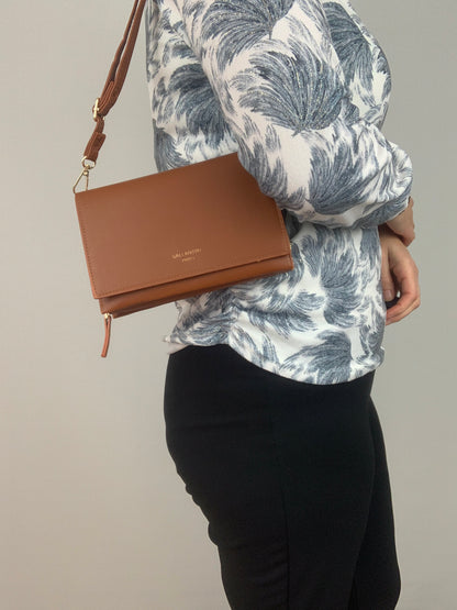 MUNICH BROWN - faux leather shoulder/crossbody bag small