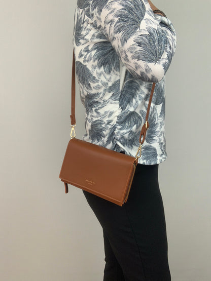 MUNICH BROWN - faux leather shoulder/crossbody bag small