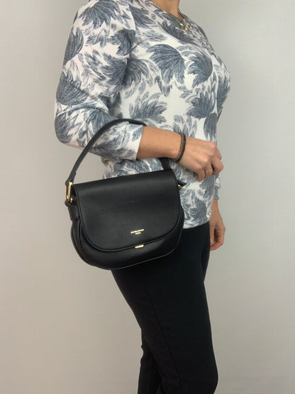 SOFIA BLACK - quality faux leather shoulder/crossbody handbag