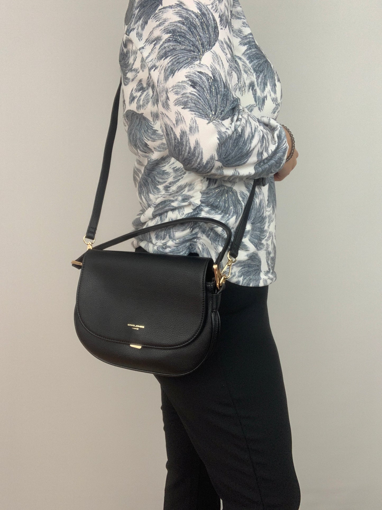SOFIA BLACK - quality faux leather shoulder/crossbody handbag
