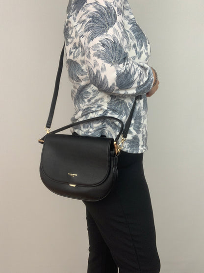 SOFIA BLACK - quality faux leather shoulder/crossbody handbag