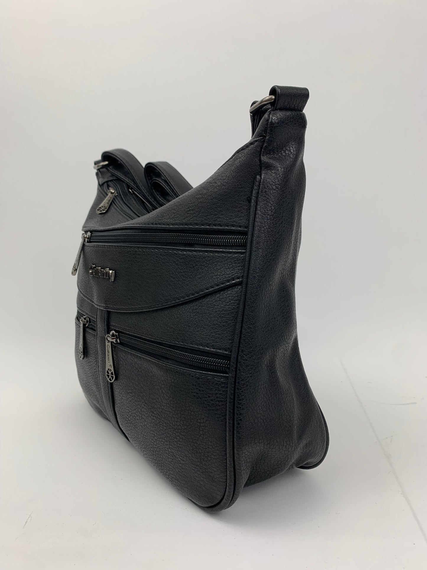 ROTTERDAM BLACK - soft faux leather crossbody multi-pocket medium size bag