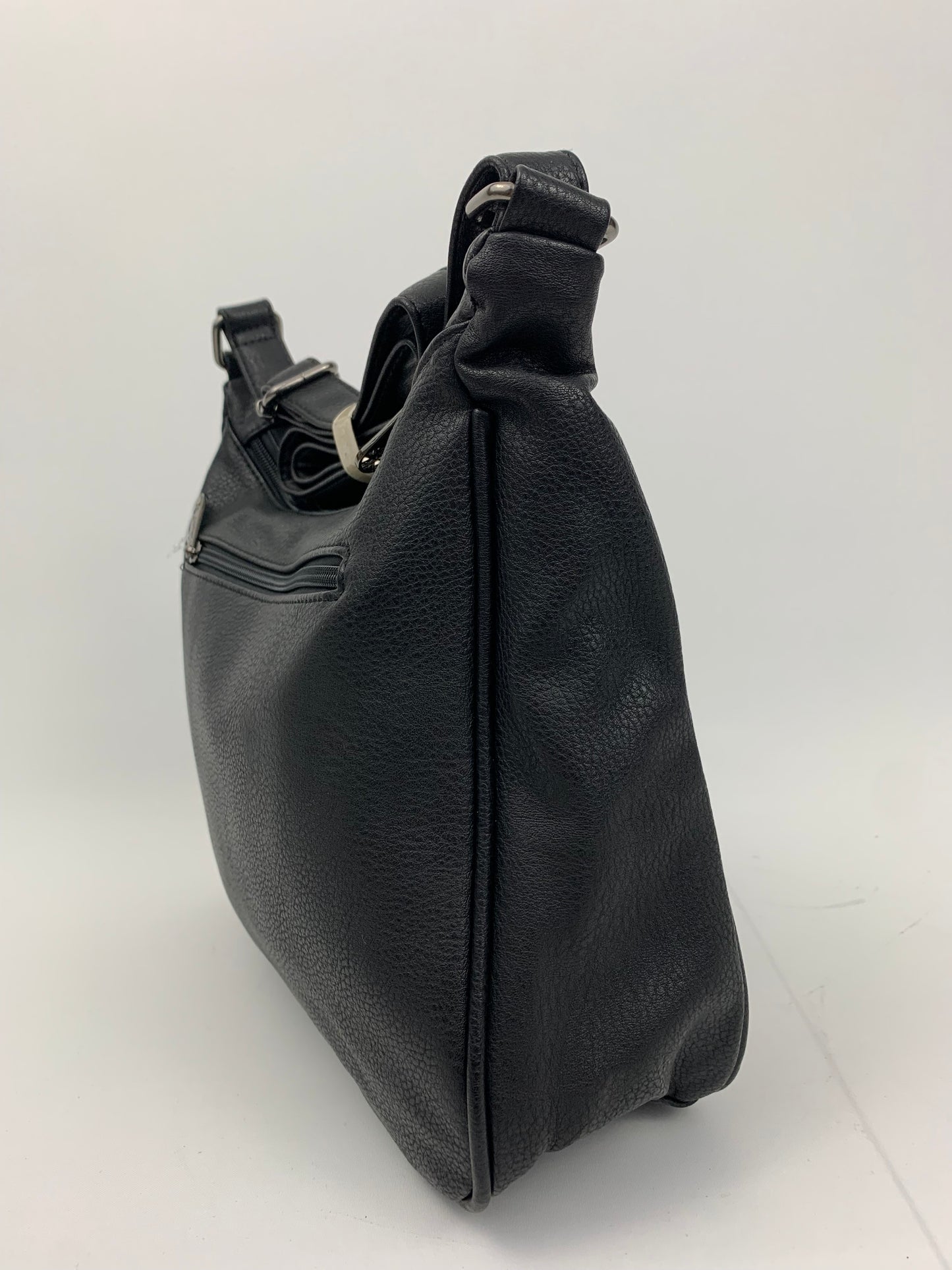 ROTTERDAM BLACK - soft faux leather crossbody multi-pocket medium size bag