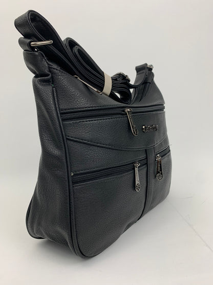 ROTTERDAM BLACK - soft faux leather crossbody multi-pocket medium size bag