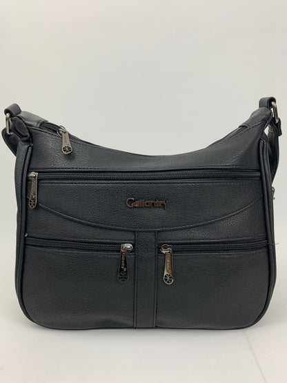 ROTTERDAM BLACK - soft faux leather crossbody multi-pocket medium size bag