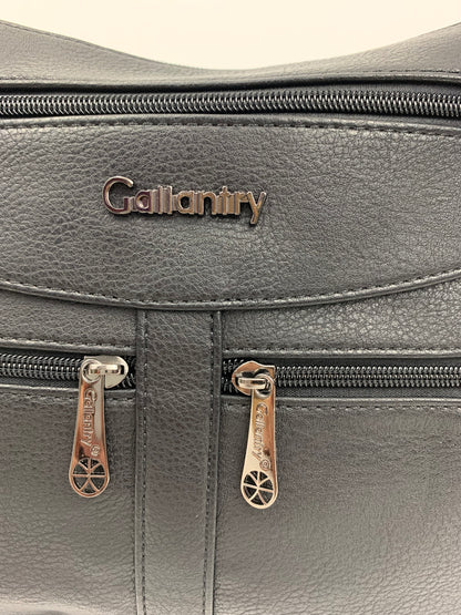 ROTTERDAM BLACK - soft faux leather crossbody multi-pocket medium size bag