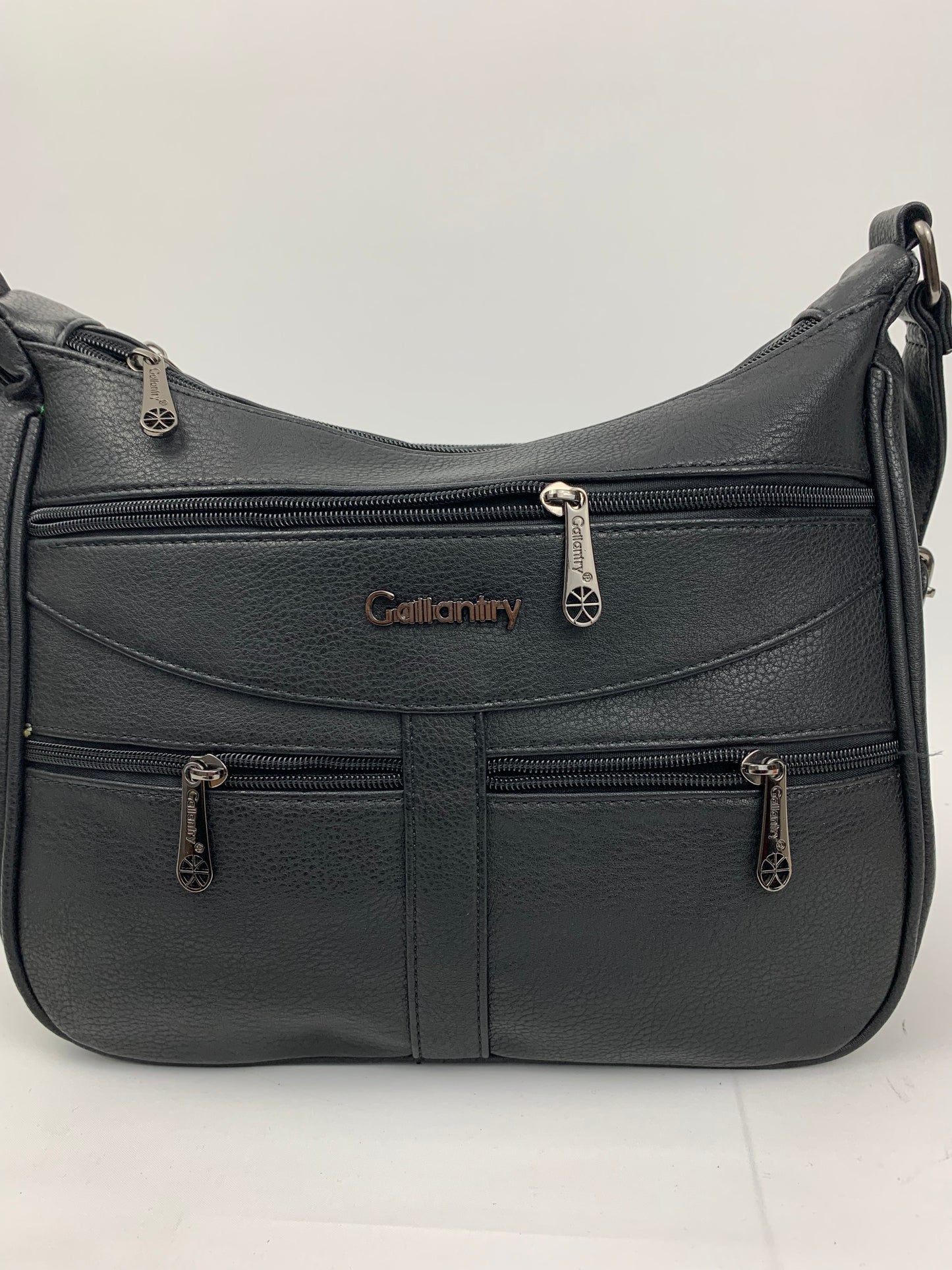 ROTTERDAM BLACK - soft faux leather crossbody multi-pocket medium size bag