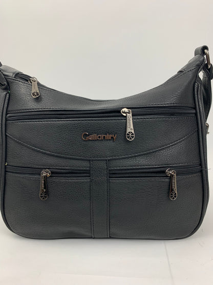 ROTTERDAM BLACK - soft faux leather crossbody multi-pocket medium size bag