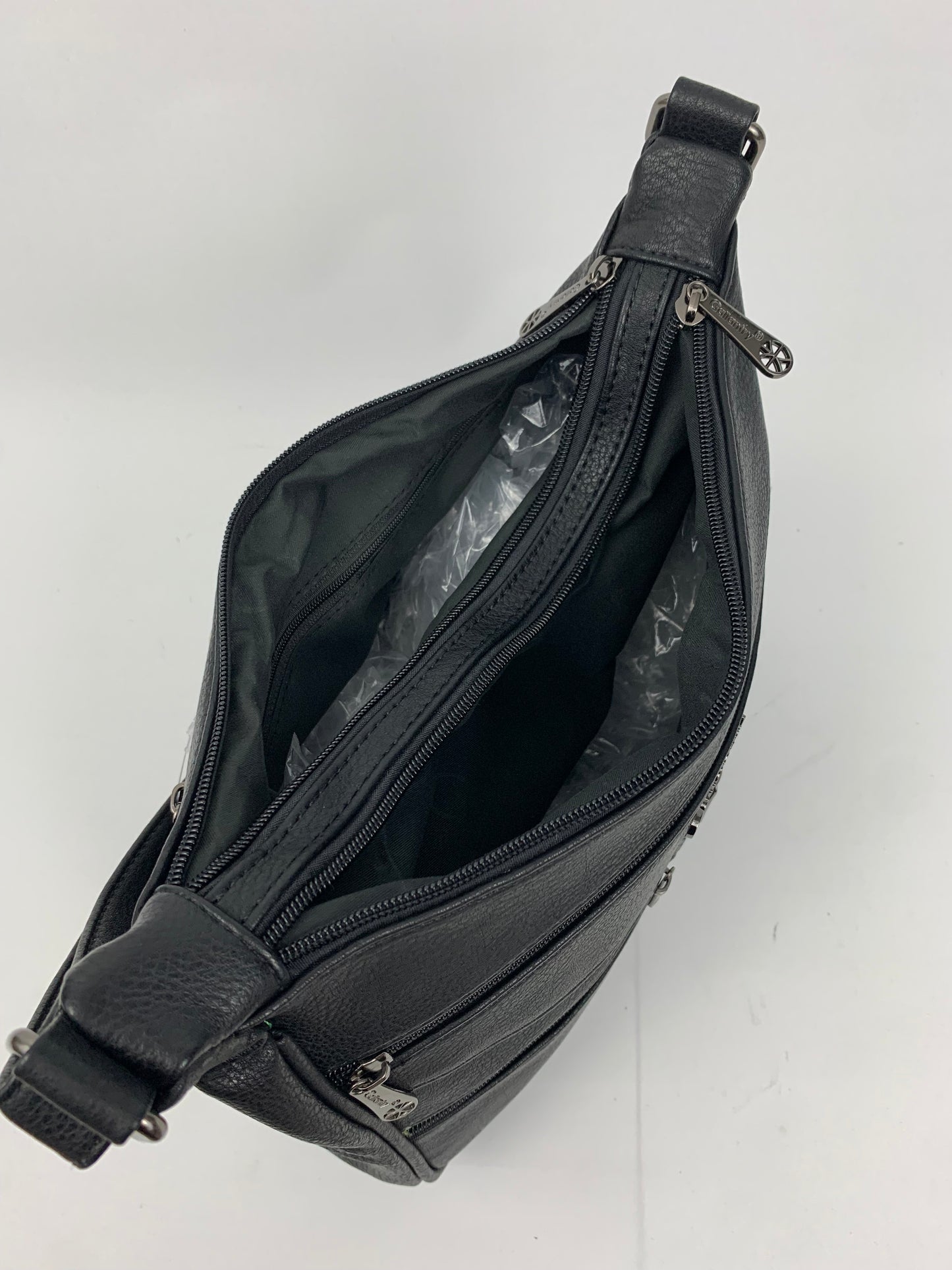 ROTTERDAM BLACK - soft faux leather crossbody multi-pocket medium size bag