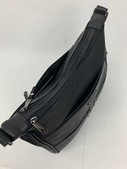 ROTTERDAM BLACK - soft faux leather crossbody multi-pocket medium size bag