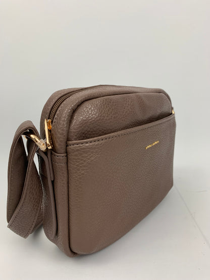 BUDAPEST BROWN - faux leather minimalistic crossbody bag