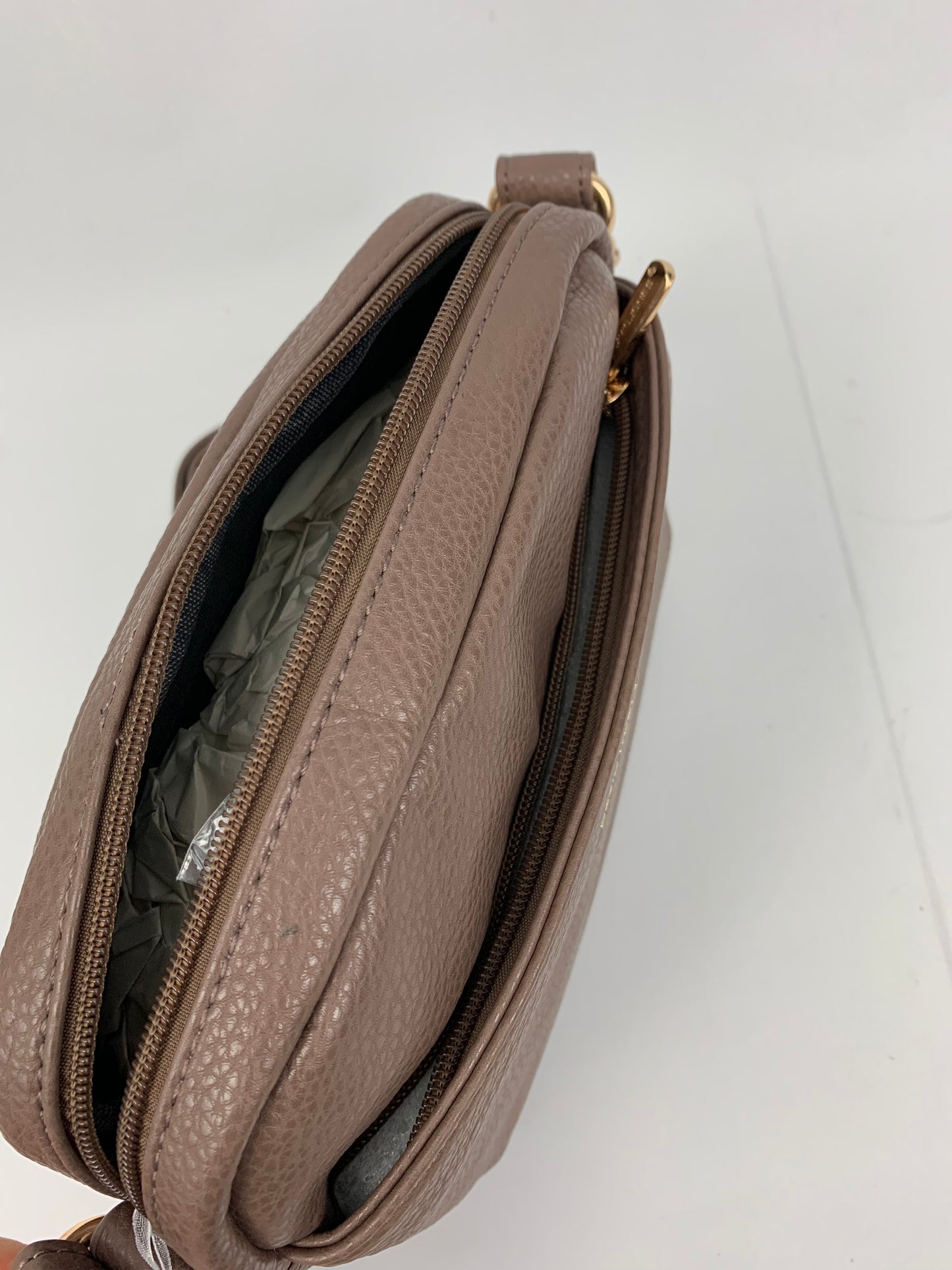 BUDAPEST BROWN - faux leather minimalistic crossbody bag