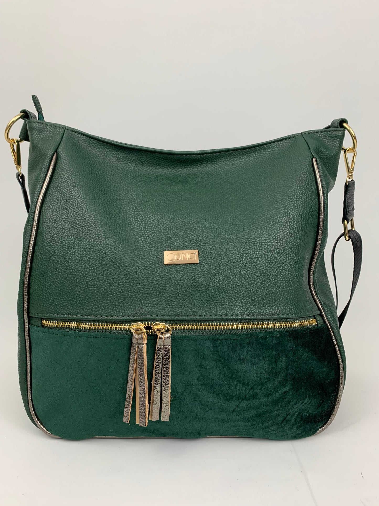 VERONA GREEN- Soft faux leather shoulder bag large