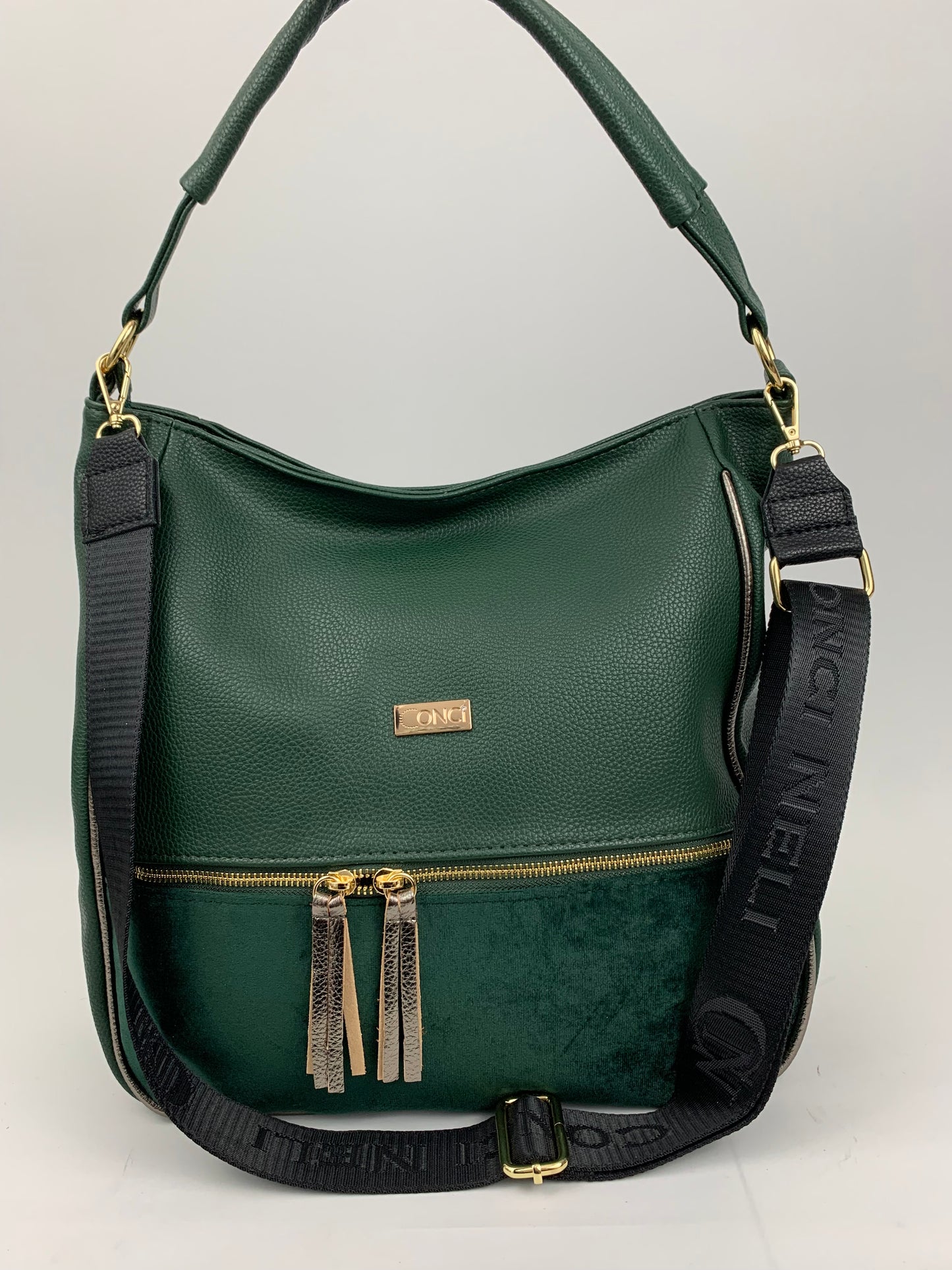 VERONA GREEN- Soft faux leather shoulder bag large