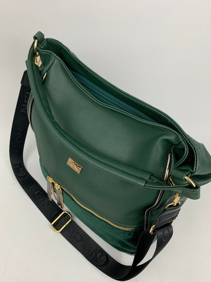 VERONA GREEN- Soft faux leather shoulder bag large
