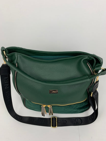 VERONA GREEN- Soft faux leather shoulder bag large