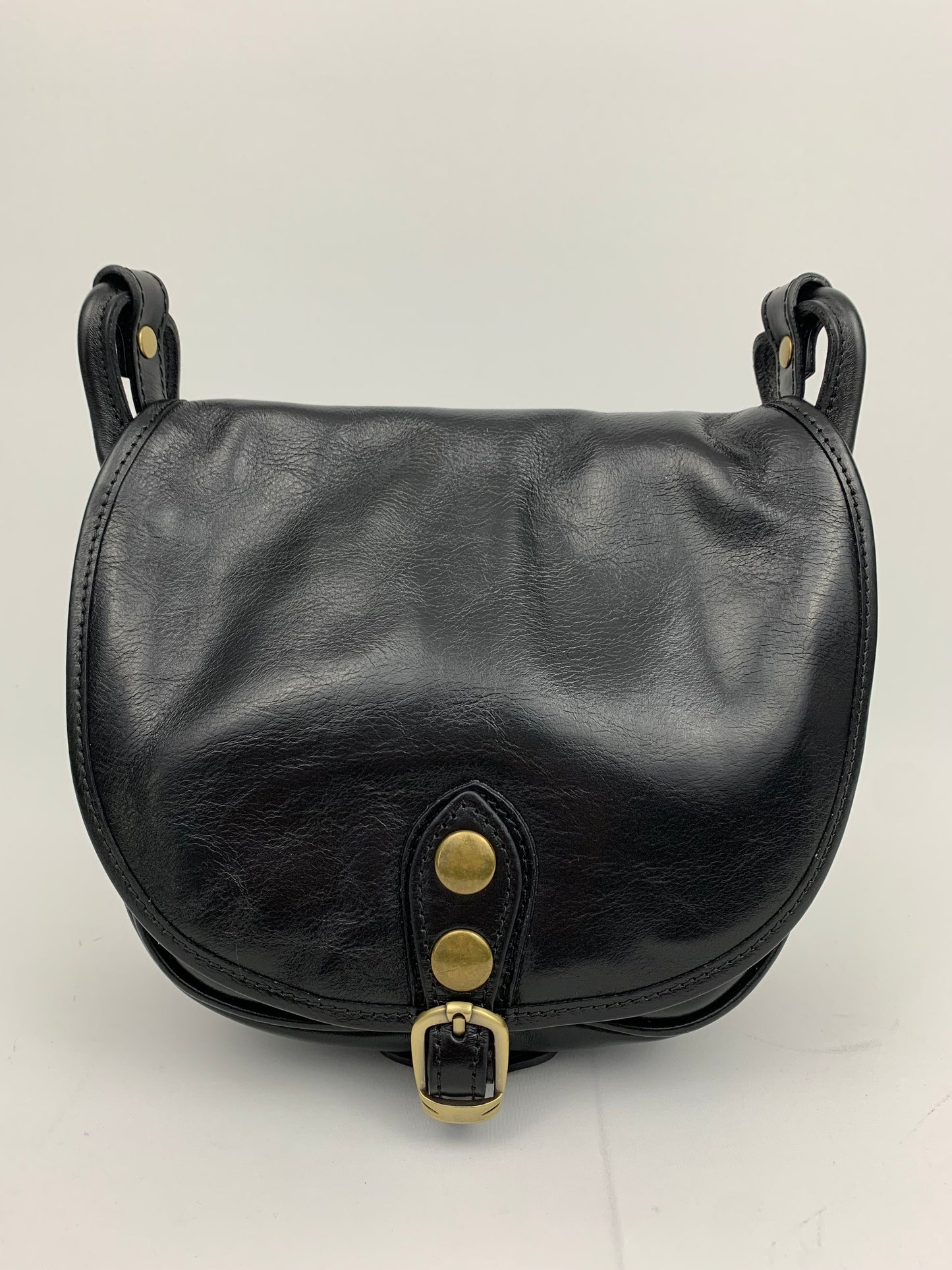 ROME - Italian Genuine leather messenger bag - black