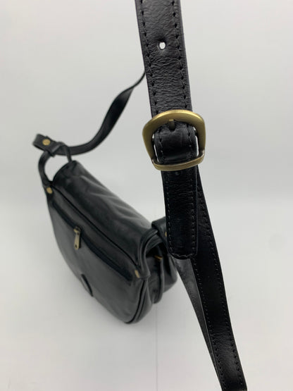ROME - Italian Genuine leather messenger bag - black
