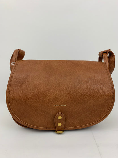BERLIN BROWN- Soft faux leather saddle crossbody bag large