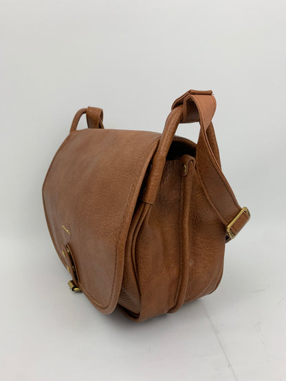 BERLIN BROWN- Soft faux leather saddle crossbody bag large