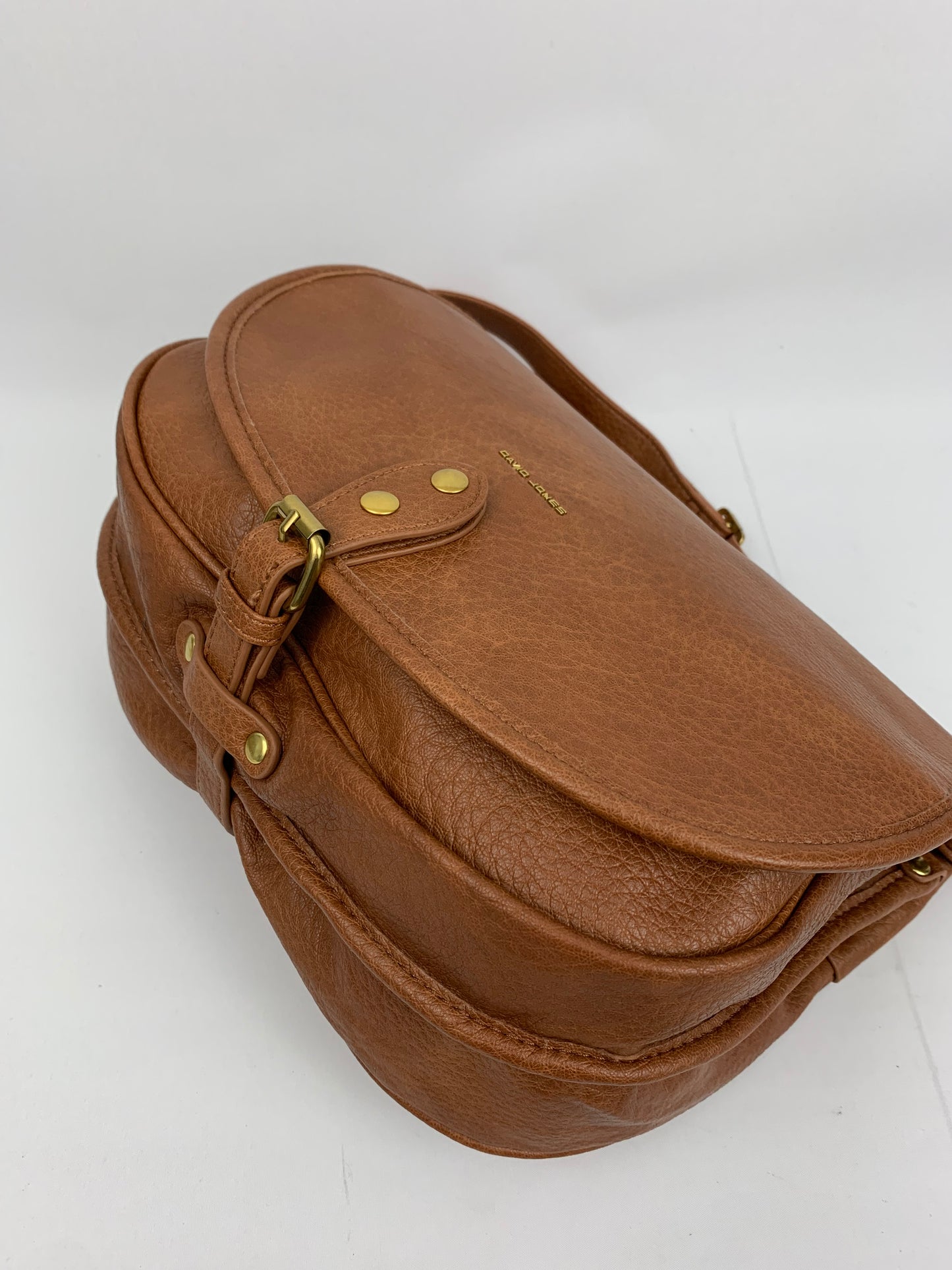 BERLIN BROWN- Soft faux leather saddle crossbody bag large