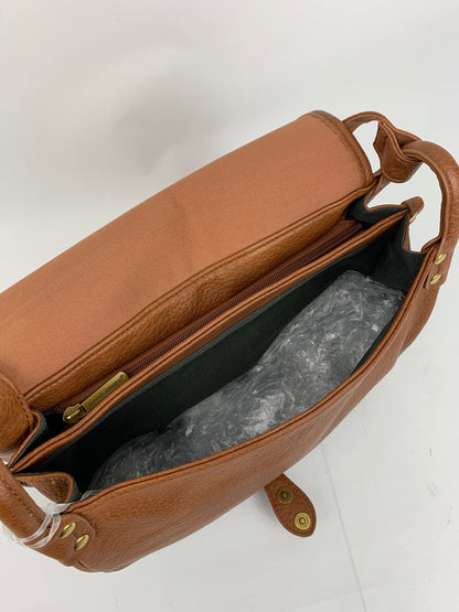 BERLIN BROWN- Soft faux leather saddle crossbody bag large
